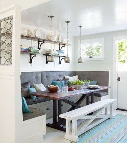 Banquette Seating Nook With Storage Drawers And Tufted Back