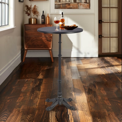 Bar Height Table with Ornate Pedestal Base and Charcoal Finish