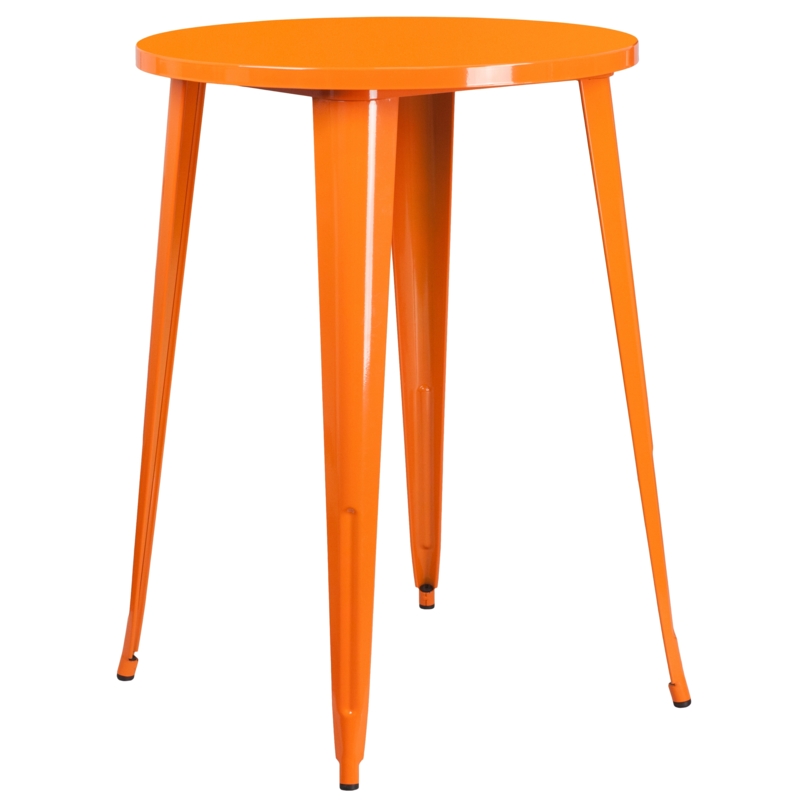 Bar Table in Vibrant Orange with Glossy Finish and Tapered Legs