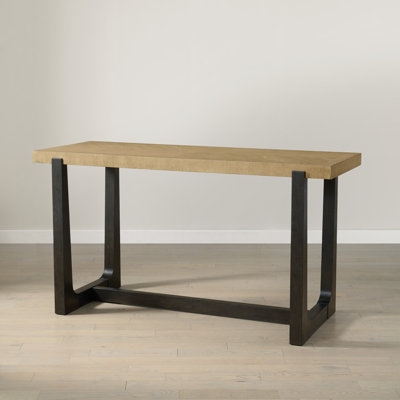 Bar Table Modern Two-Tone Notched Leg Detail Sled Base
