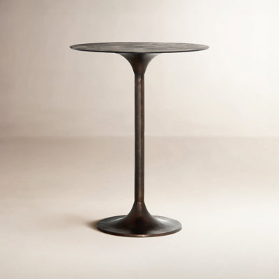 Bar Table Trumpet Base Dark Bronze Finish Slim Profile Modern
