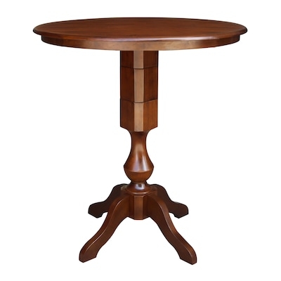 Bar Table with Faceted Stem and Turned Details in Warm Brown