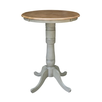 Bar Table with Sage Grey Base and Two-Tone Turned Pedestal