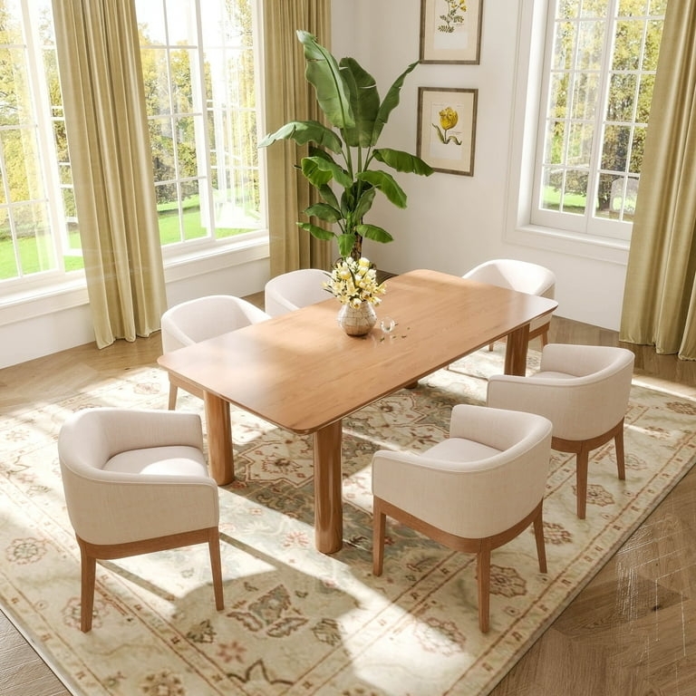 Beige Barrel Dining Chairs with Modern Farmhouse Style