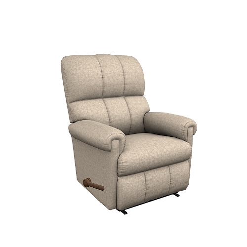 Beige Manual Recliner Channeled Back Rolled Arm Chair