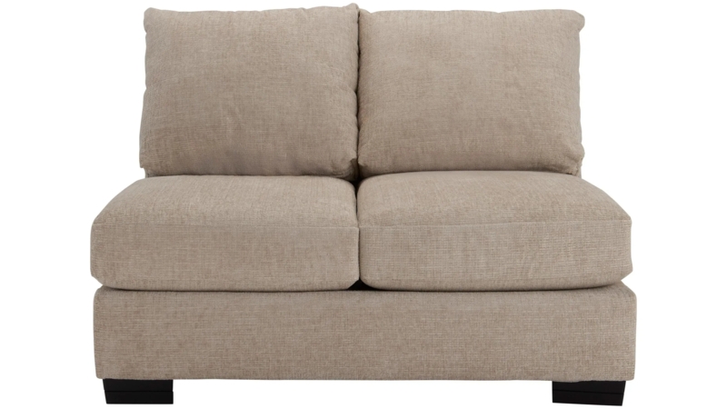 Beige Woven Fabric Armless Loveseat with Split Back