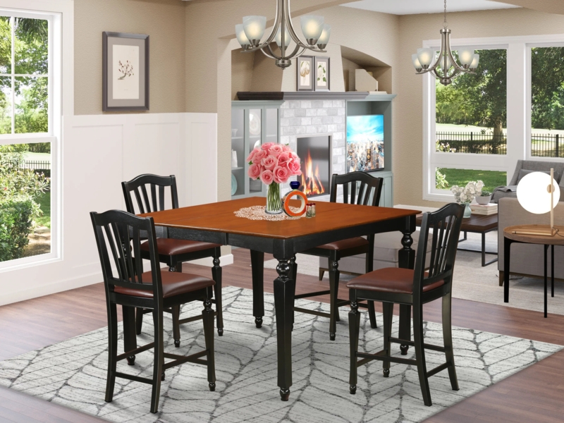 Black and Cherry Counter Height Dining Set