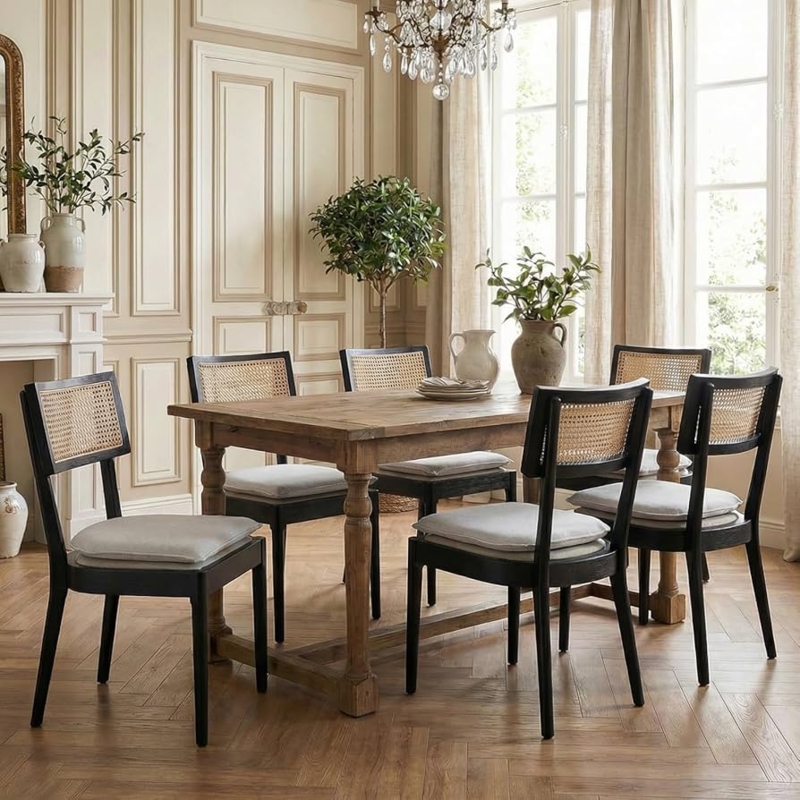 Black Cane Back Dining Chairs French Country