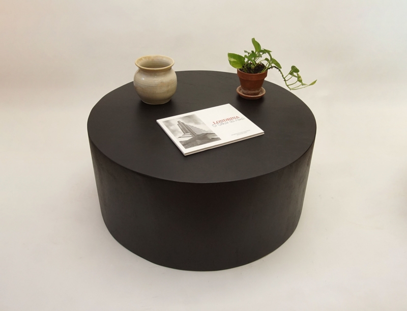 Black Drum Coffee Table, Minimalist Circular Modern Design