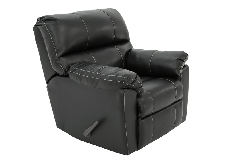 Black Manual Rocker Recliner with White Contrast Stitching