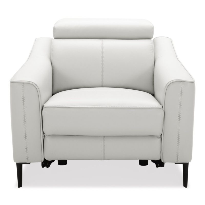 Black Metal Leg Recliner with Decorative Stitching, Minimalist Armchair