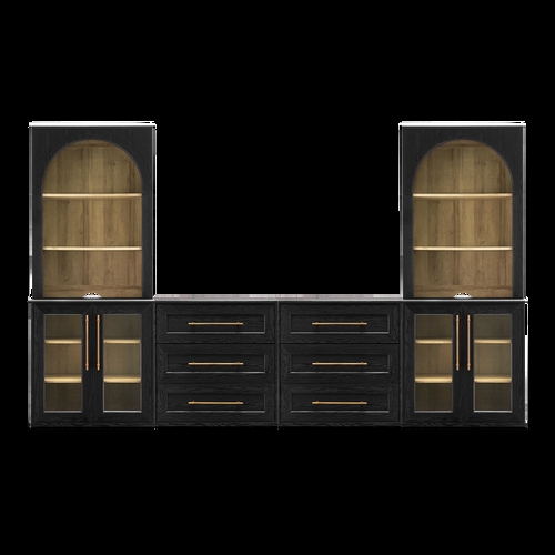 Blake 4 Piece Entertainment Center with Storage, Dresser TV Stand with   Mopio
