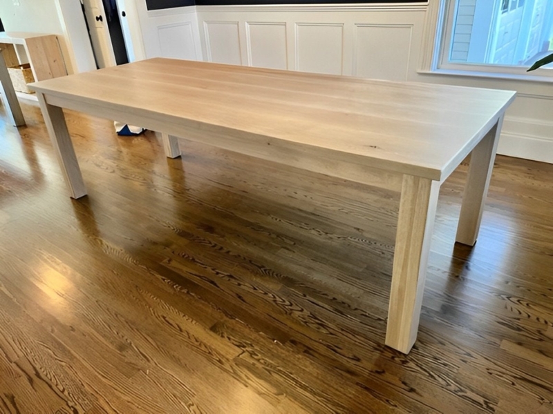 Bleached Wood Dining Table with Thick Square Legs