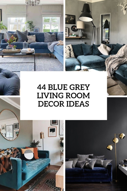 Blue Grey Living Room Decor Ideas With Velvet Sofas