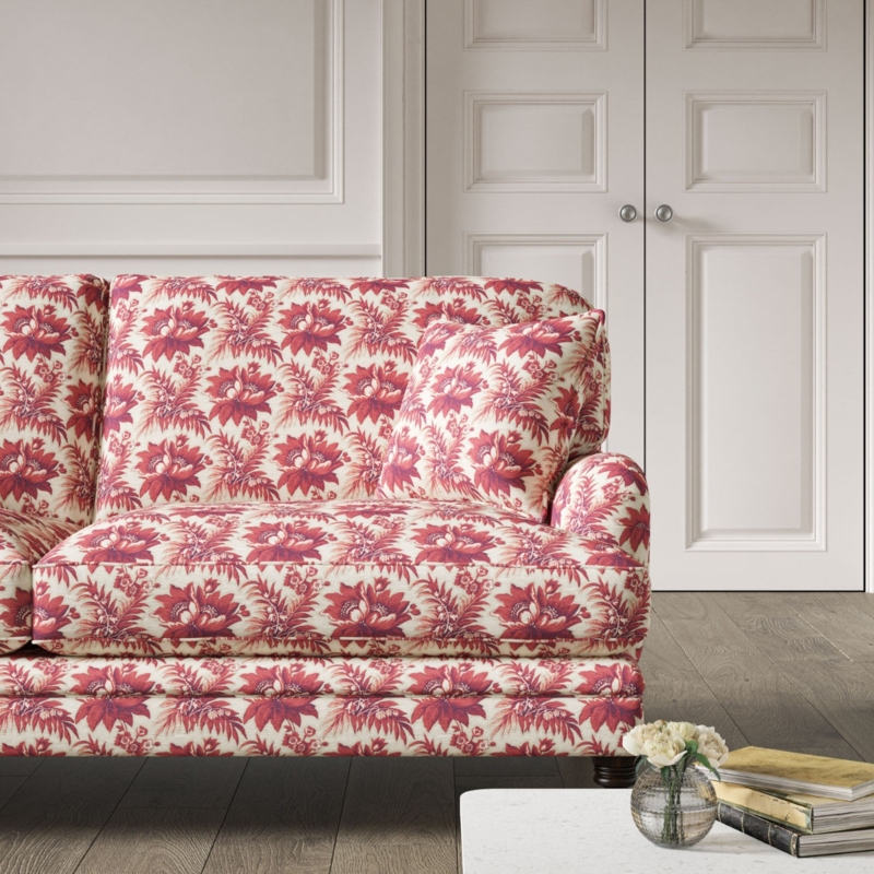 Botanical Print Couch Traditional English Country Style Turned Legs