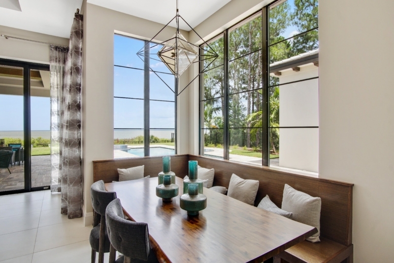 Breakfast Nook Built In Corner Bench Geometric Pendant Light