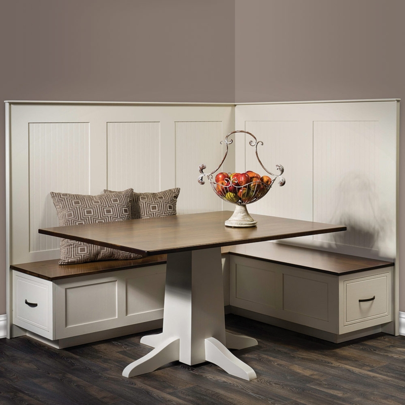 Breakfast Nook Set Storage Drawers Paneled Backrest