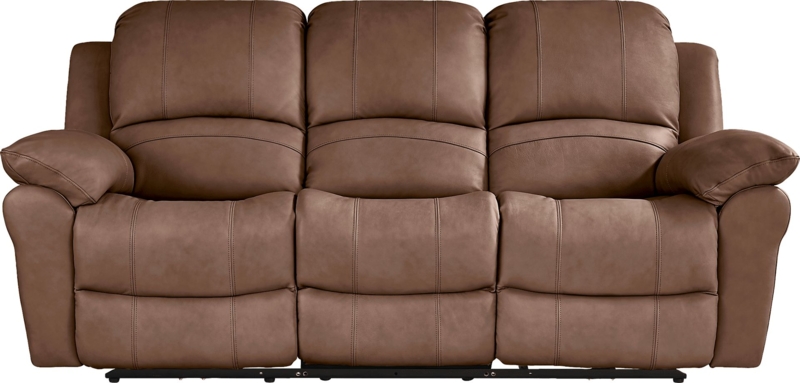 Brown Power Reclining Sofa Triple Pillow Back Vertical Stitching