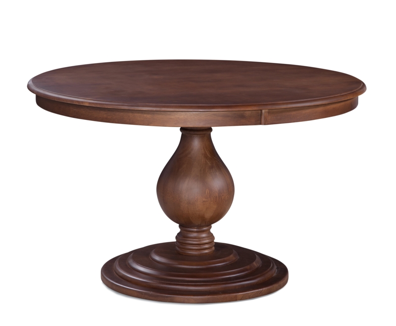 Bulbous Pedestal Dining Table with Stepped Base, Traditional Wood