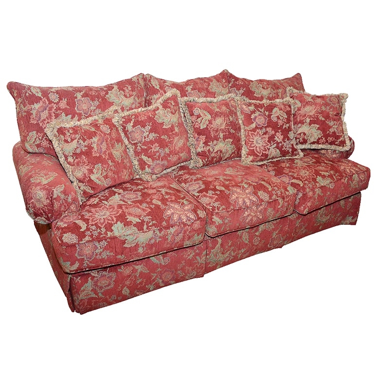 Burgundy Floral Sofa by Alan White Furniture | EBTH