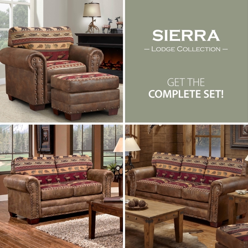 Cabin Style Nailhead Sofa Set featuring Lodge Collection Furniture