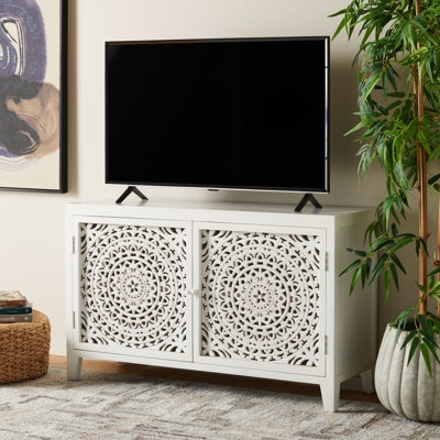 Carved Door TV Stand Pierced Mandala Pattern Boho