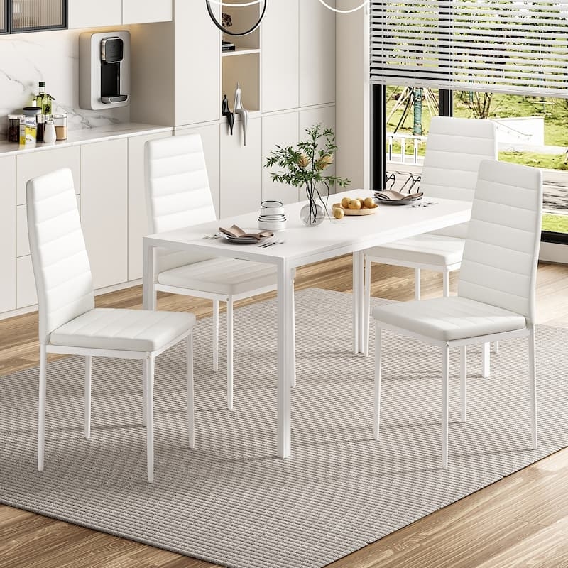 Channel Tufted Dining Chairs High Back Horizontal Stitching Minimalist