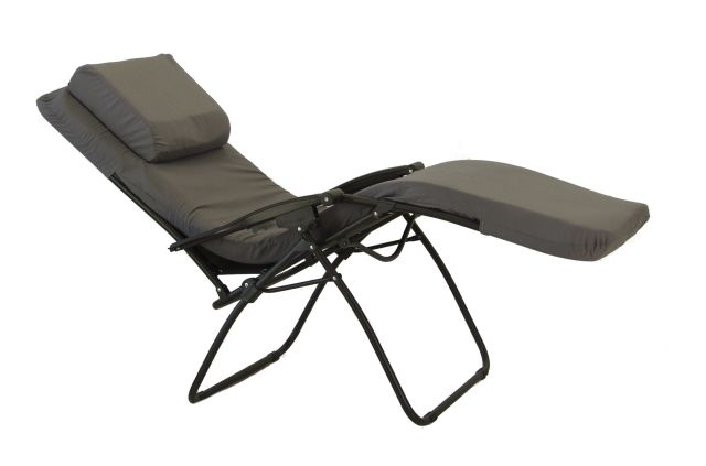 Charcoal Grey Zero Gravity Chair Tubular Metal Frame Ergonomic.
