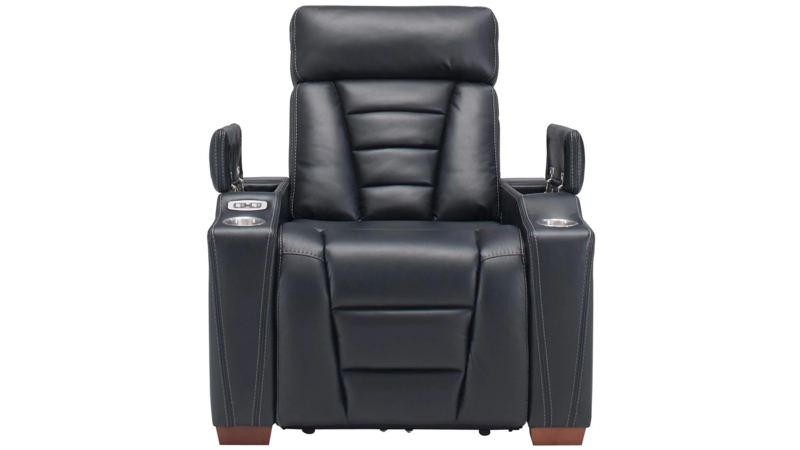 Charcoal Theater Seating Recliner with Flip-Up Storage Armrests