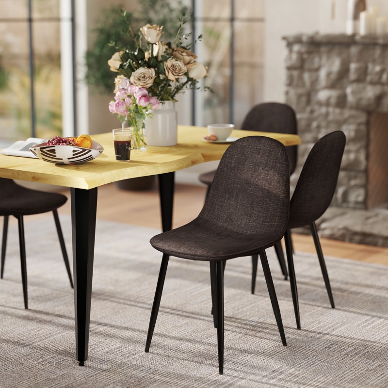Charcoal Upholstered Side Chairs Tapered Legs Contemporary Style