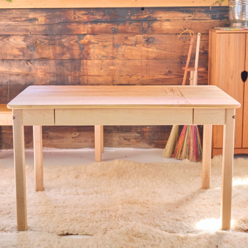 Cherry Wood Writing Desk with Square Legs: Minimalist Scandi Style