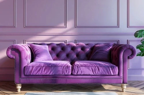 Chesterfield Sofa Button Tufting Monochromatic Palette Velvet Texture