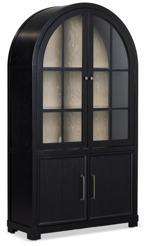 China Cabinet Arched Top Matte Black Vertical Plank Doors