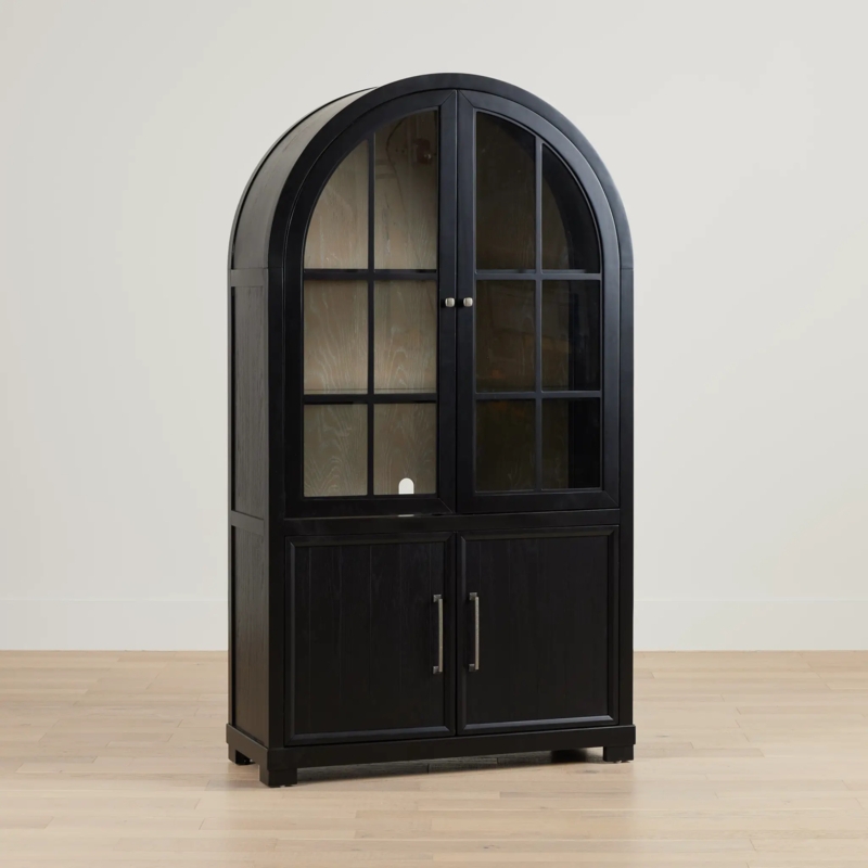 China Cabinet Arched Top Window Pane Detailing Matte Finish