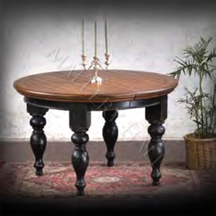 Chunky Leg Dining Table French Country Oval Two Tone Black Brown