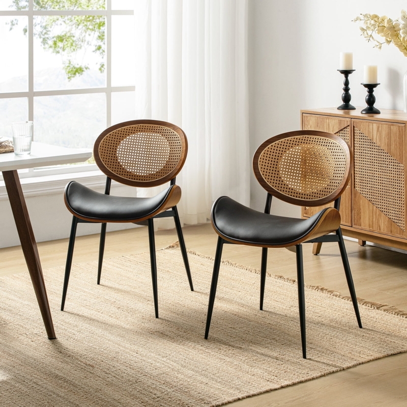 Circular Rattan Back Chairs with Curved Bentwood Frame
