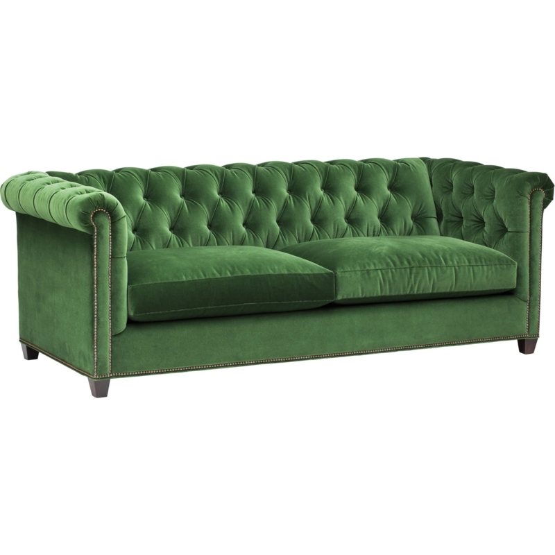 Classic Chesterfield Sofa with Brass Nailhead Trim and Rolled Arms