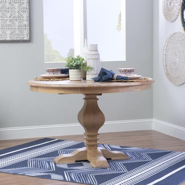 Classic Round Wood Dining Table with Baluster Pedestal Base
