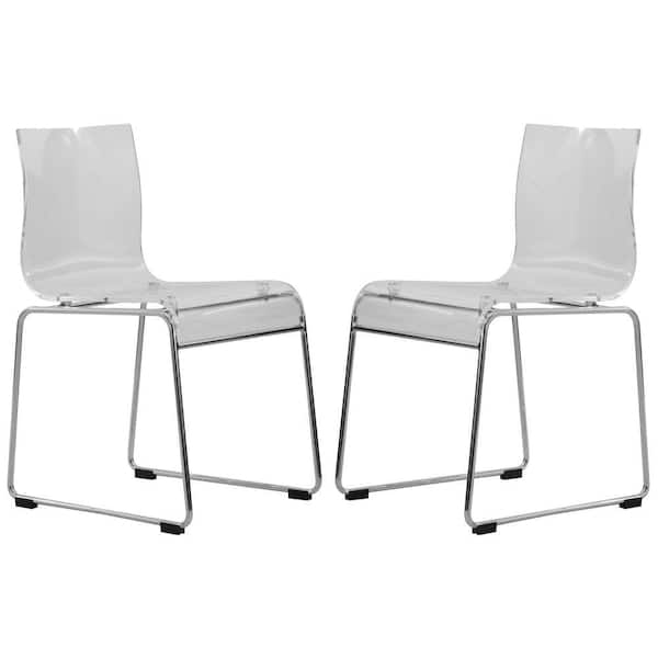 Clear Acrylic Dining Side Chair on Polished Chrome Sled Base