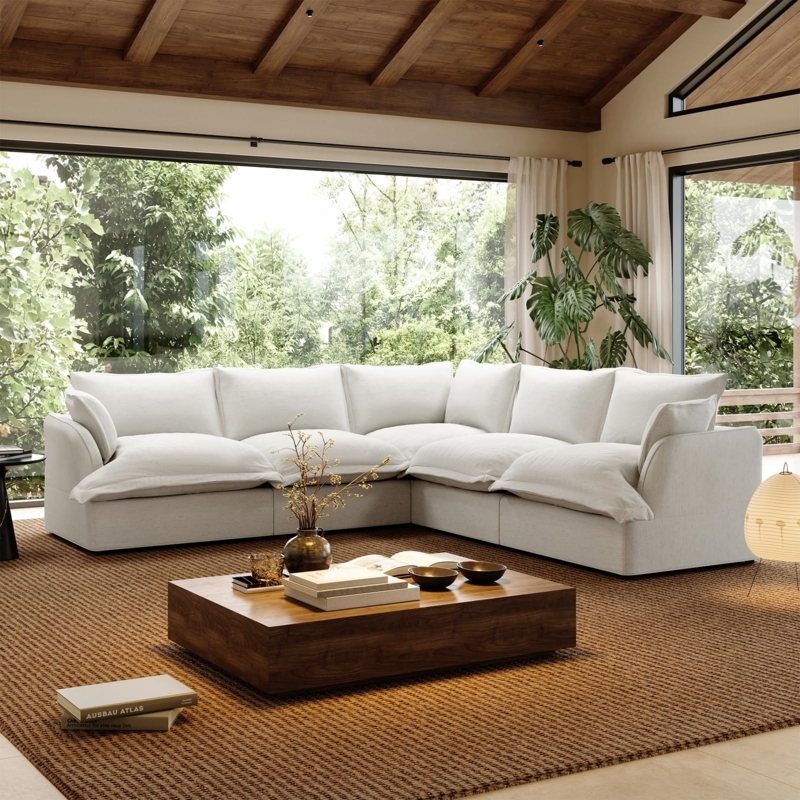 Cloud Modular Sectional Sofa with Deep Seats, Linen Look