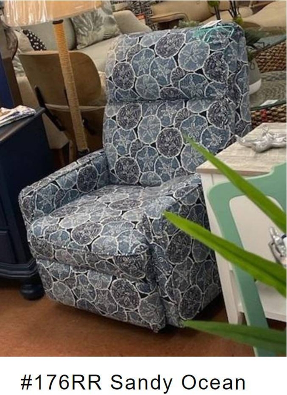 Coastal Rocker Recliner with Sand Dollar Pattern and High Back