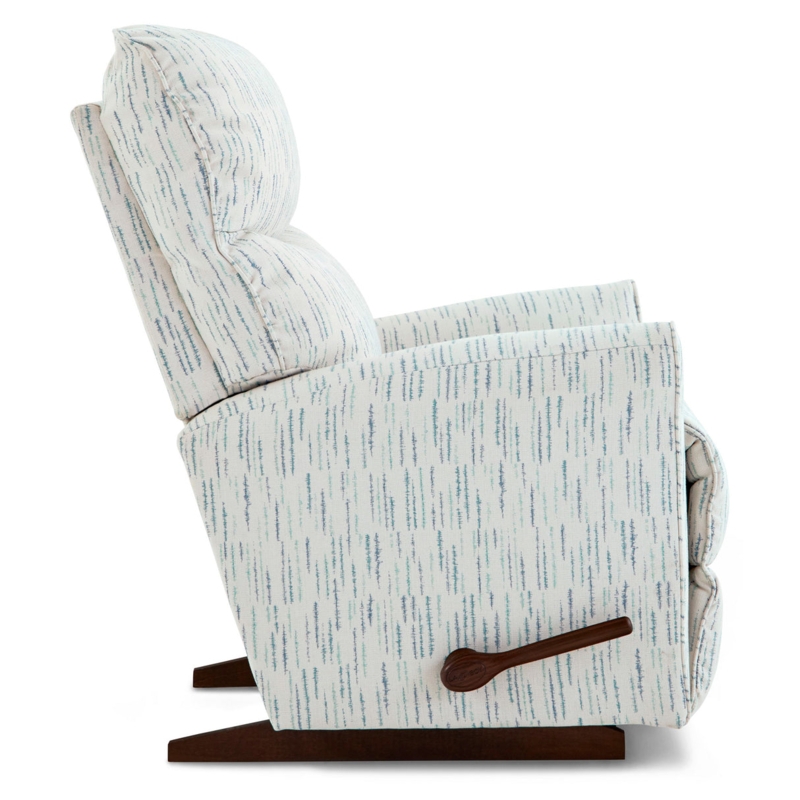 Coastal Style Rocker Recliner with Teal Dashed Upholstery