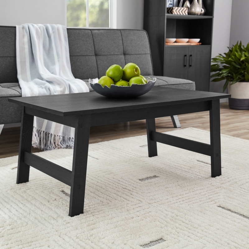 Coffee Table: Black Wood Grain Finish with A-Frame Legs