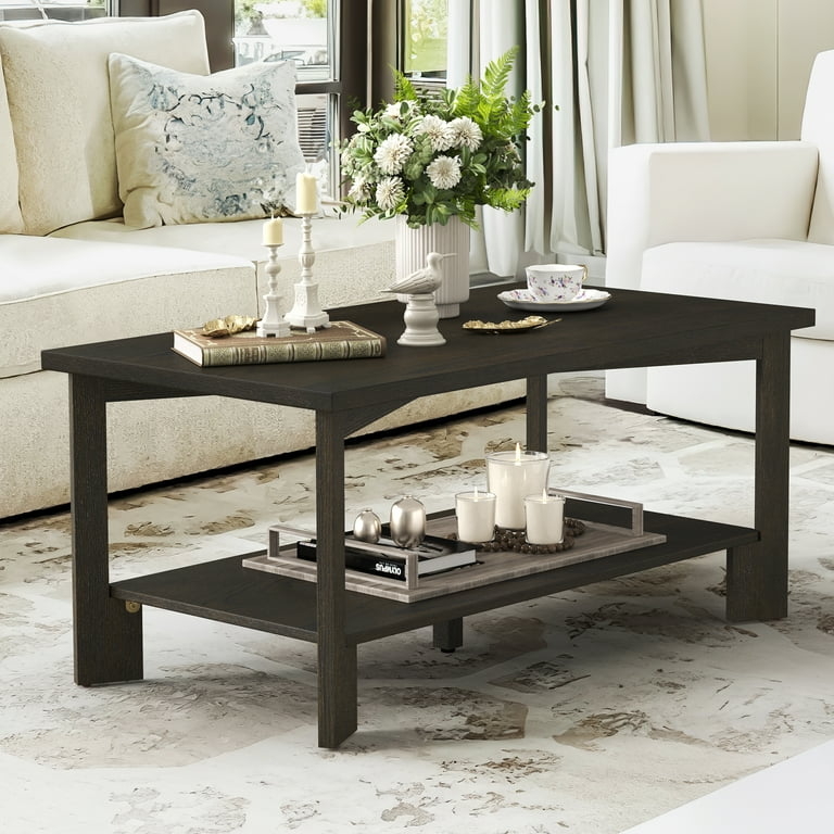 Coffee Table Double Tier Design in Dark Espresso Finish