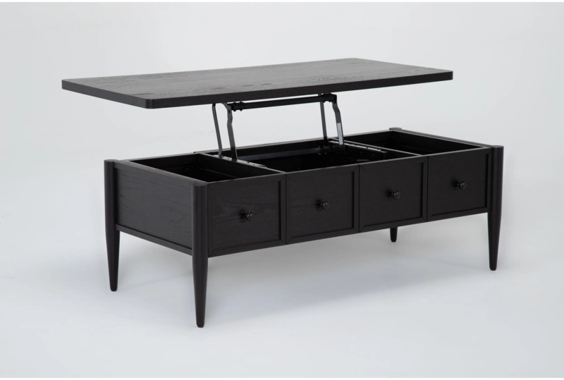 Coffee Table Lift Top Mechanism Four Storage Drawers Wood Veneer