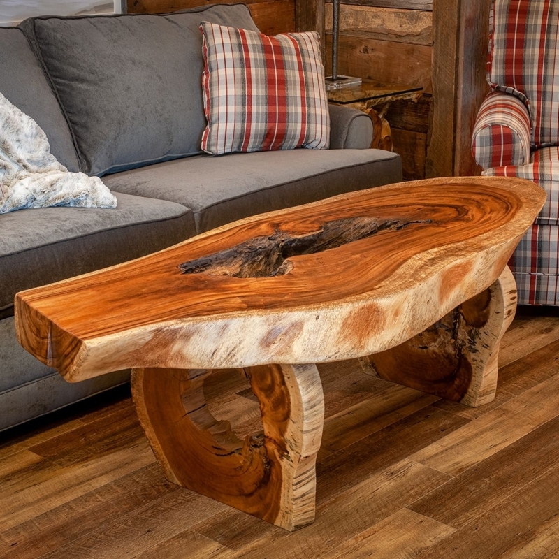 Coffee Table Live Edge Slab with Natural Void Table Top Feature