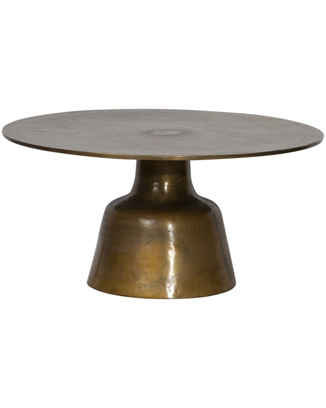 Coffee Table Pedestal Base Sculptural Aged Brass Patina