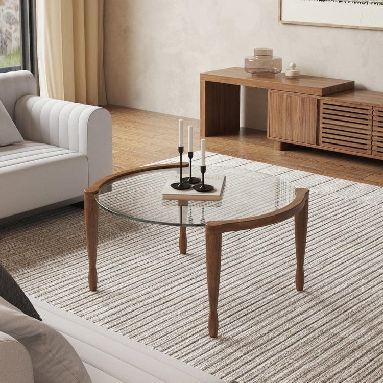 Coffee Table Round Top Curved Frame Open Base Design