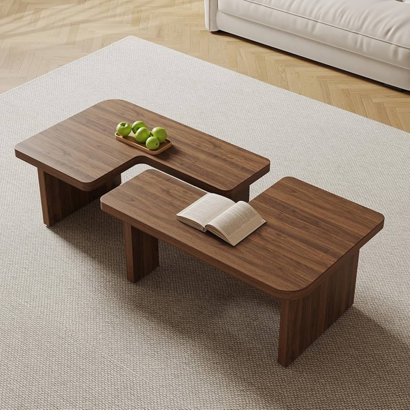 Coffee Table Set Interlocking L-Shaped Modular Nesting