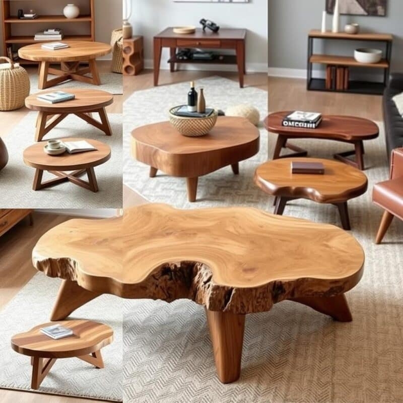 Coffee Table Solid Wood Rounded Corners Chunky Japandi